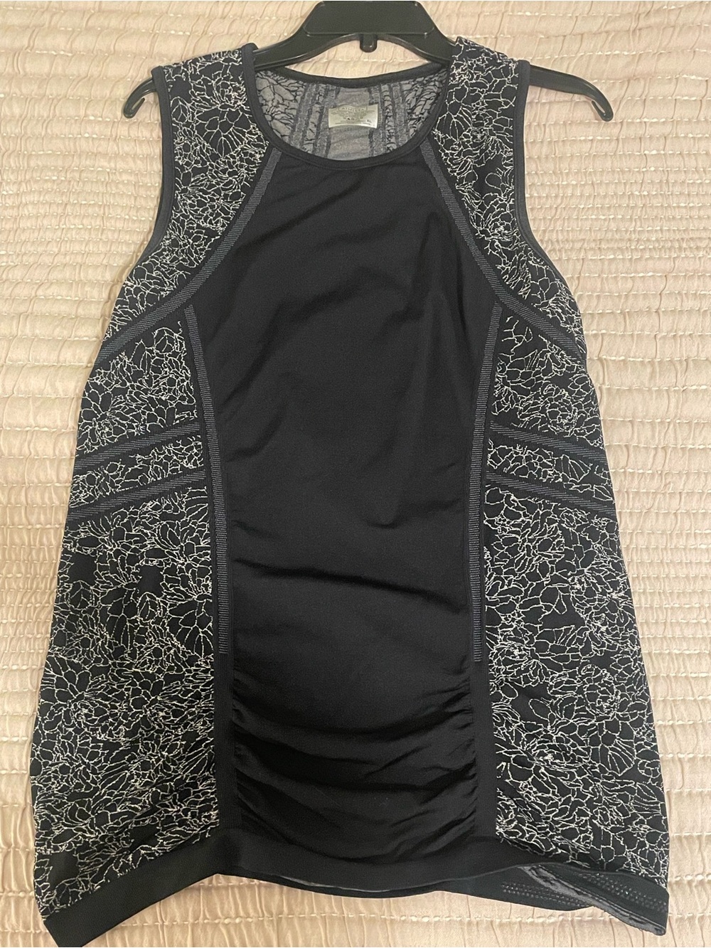 Athleta Black Floral-Panel Sleeveless Tank